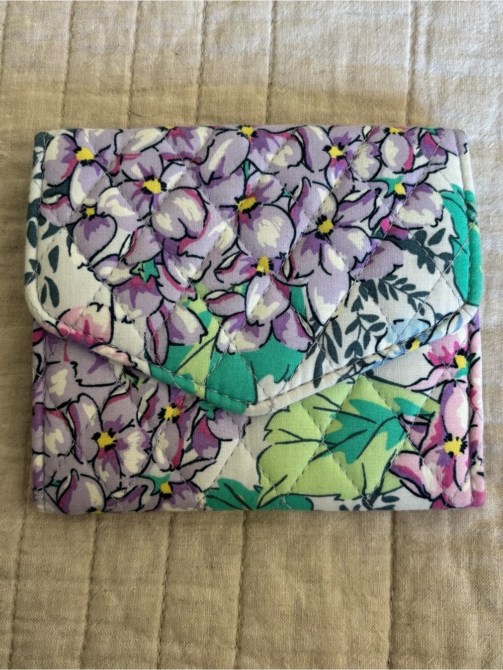 Vera Bradley Quilted Floral Envelope Wallet - Lavender & Teal